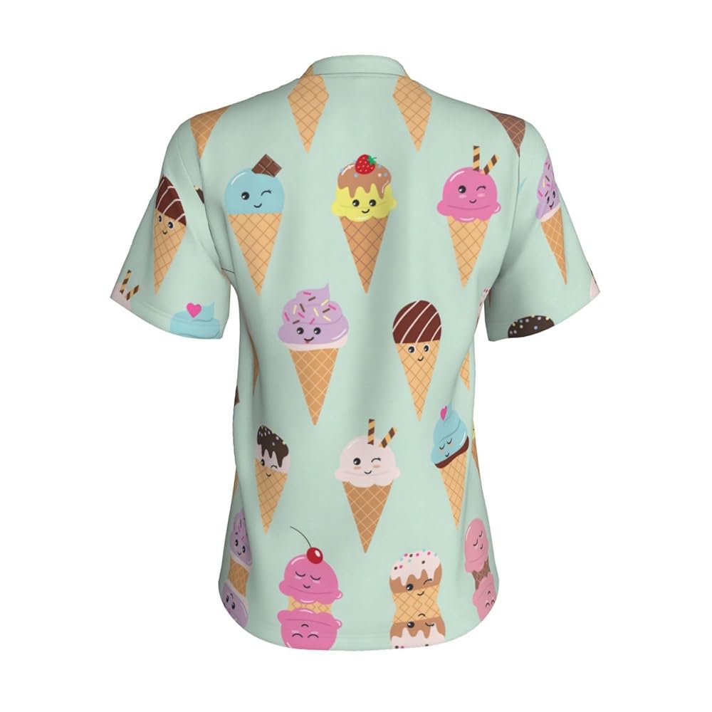 Ice Cream Cones Print Womens V Neck Tshirts Short Sleeve